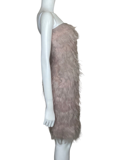 Vestido Tadashi Shoji Feathers Mini Rosado - Talla 4