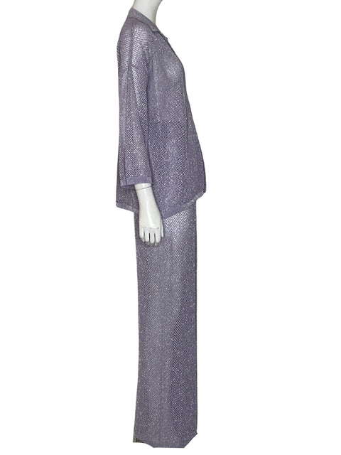 Set Qu Style Mesh Metalizado Morado - Talla XS