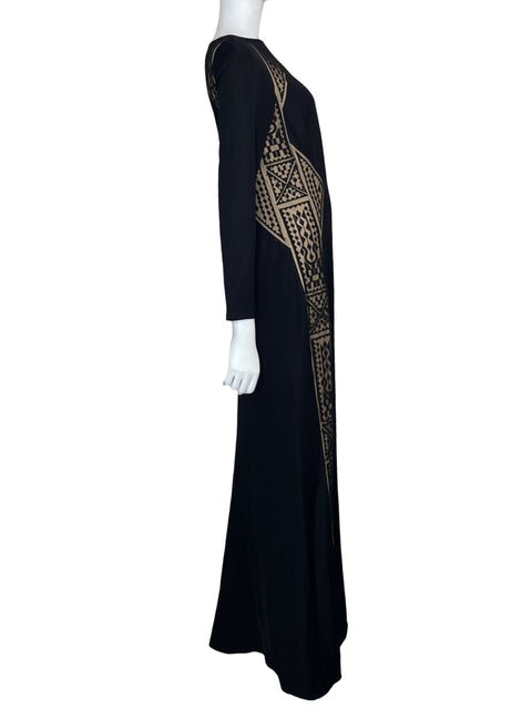 Vestido Tadashi Shoji Maxi Manga larga Negro - Talla 6