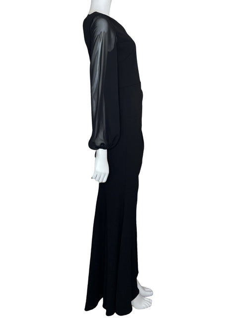 Vestido Betsy Adam Maxi Asimétrico Negro - Talla 6