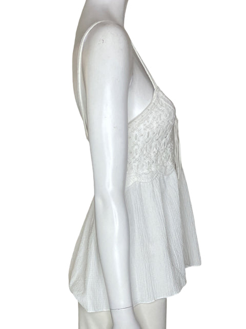Blusa Stradivarius Tiras Tejido Blanco - Talla S