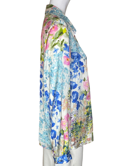Blusa Zara Estampado Floral Azul - Talla S