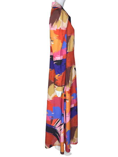 Vestido Nylon Botones Estampado Rosado - Talla L