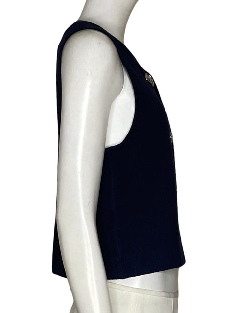 Chaleco Zara Botones Plateados Azul - Talla M