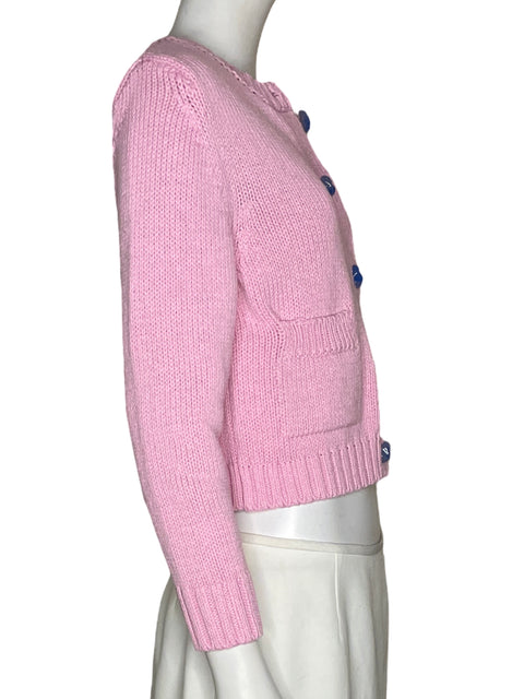 Cardigan Zara Botones De Contraste Azules Rosado - Talla S