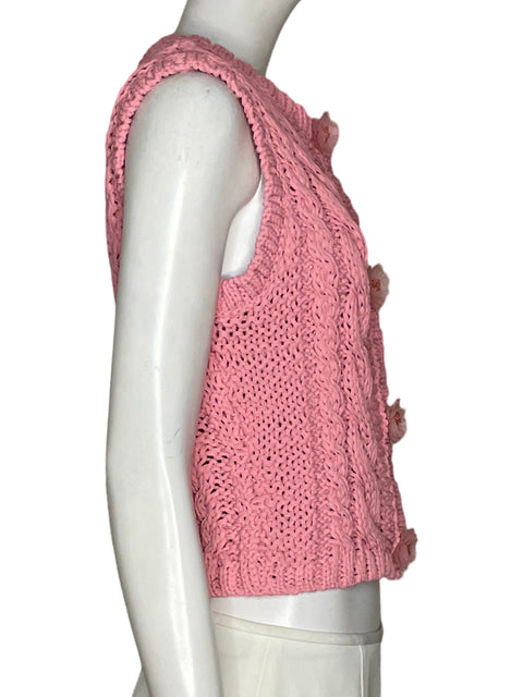 Chaleco Zara Botones Florales Rosado - Talla S