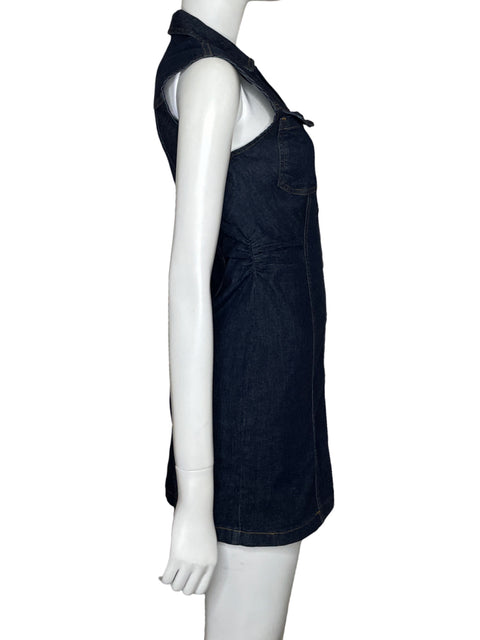 Vestido Zara Denim Drapeado Azul - Talla S