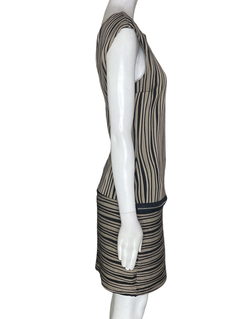 Vestido Explosion Mini Rayas Zipper Marrón - Talla 40