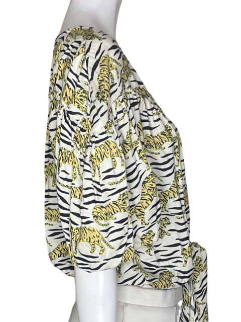Blusa Topshop Animal print Cuello v Estampado Negro - Talla 12