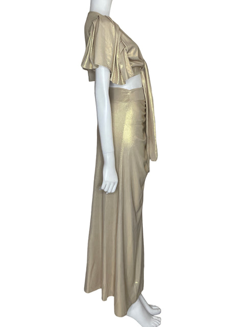 Set Moksha Falda+top Metalizado Dorado - Talla S