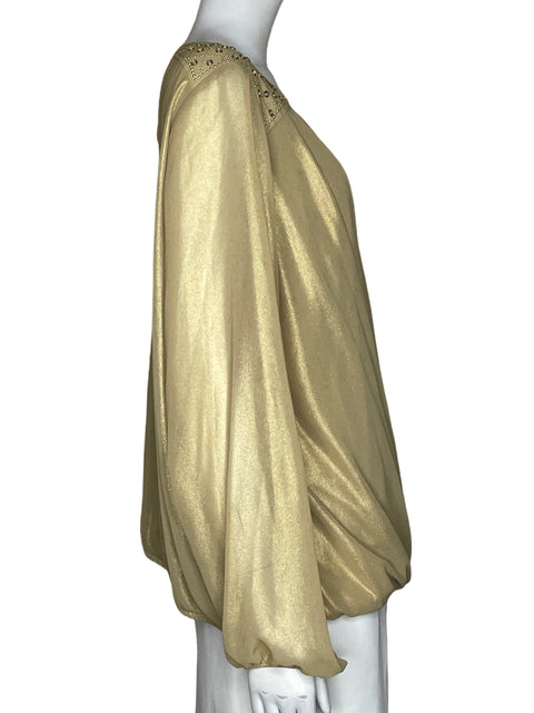 Blusa Thalia Sodi Metalizado Dorado - Talla XL
