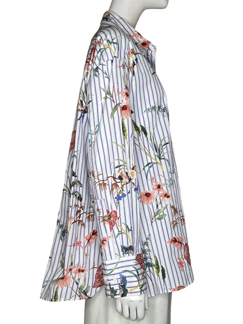 Blusa Zara Estampado Floral Azul - Talla L