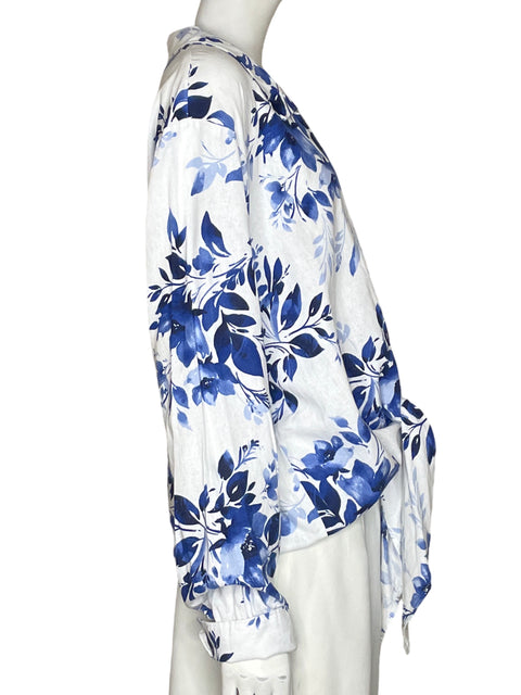 Blusa Ellen Tracy Estampado Floral Azul - Talla XL