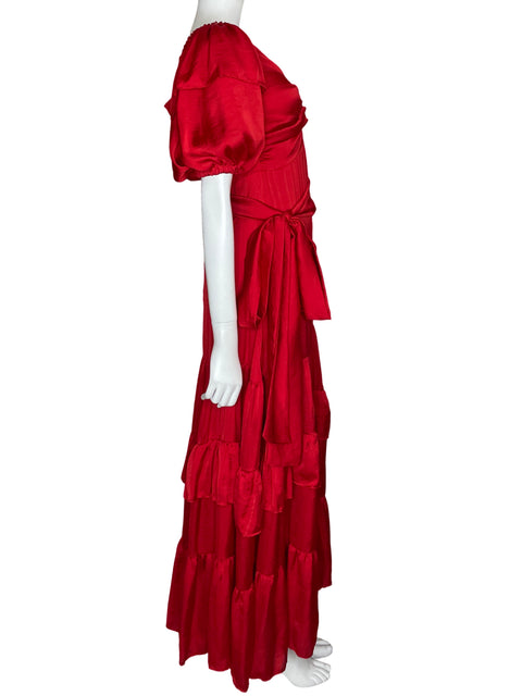 Vestido Andrea Rossi Satinado Maxi Rojo - Talla M