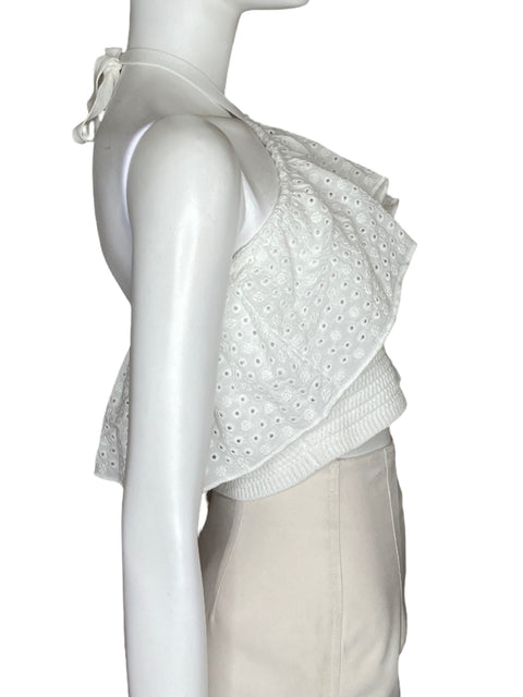 Top Zara Eyelet Halter Blanco - Talla S