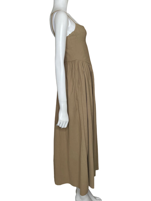Vestido Zara Midi Corpiño Marrón - Talla S