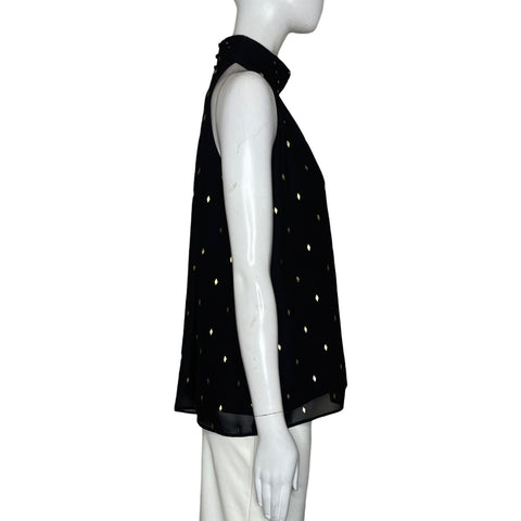 Blusa Zac & Rachel Sin mangas Estampado Cuello alto Negro - Talla S