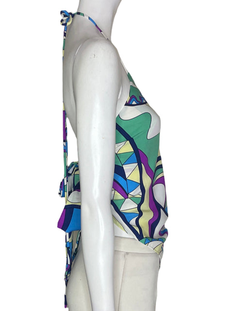 Blusa Tyche Estampado Tiras Nudo Verde - Talla L