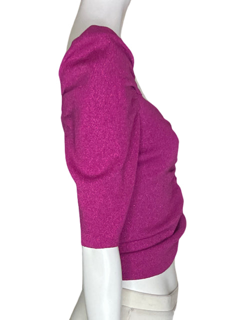 Blusa Studio F Brillo Cuello v Abullonado Morado - Talla M
