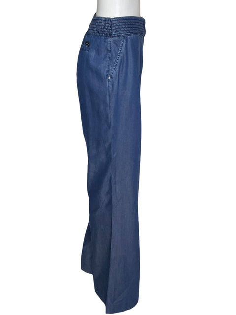 Pantalón Studio F Elastico Botones Wide-leg Azul - Talla 6