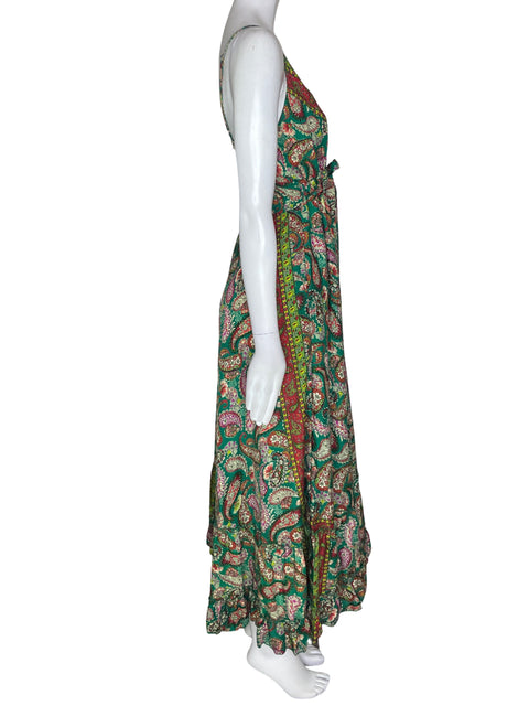 Vestido Boho Tiras Estampado Verde - Talla S