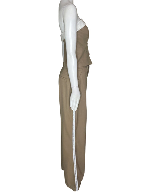 Romper Studio F Straples/pantalon Pedreria Wide-leg Beige - Talla M