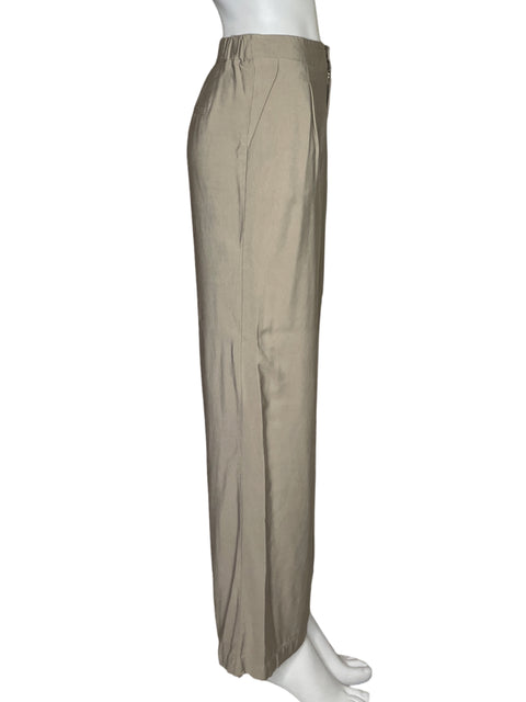 Pantalón Punto Blanco Wide-leg Beige - Talla 10