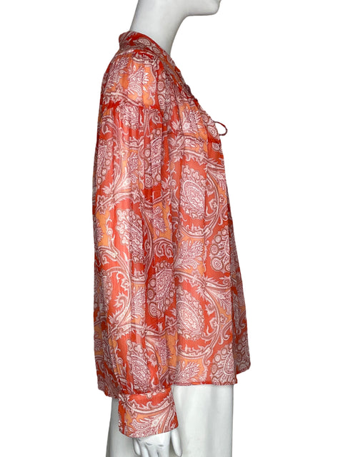 Blusa Mango Estampado Naranja - Talla XS
