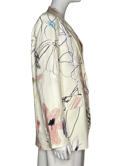 Blazer Desigual Estampado Floral Beige - Talla L
