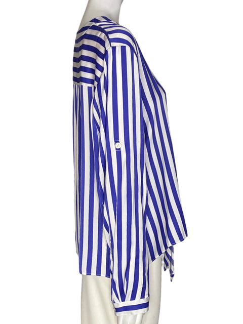 Blusa Ellen Tracy Rayas Cuello v Azul - Talla XL