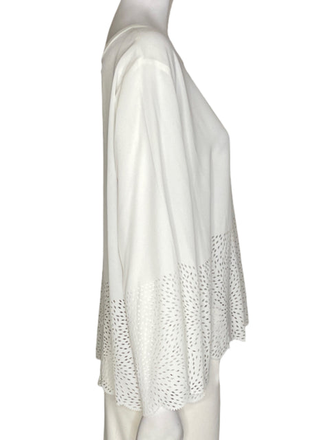Blusa Bar Iii Liso Troquelado Blanco - Talla XXL