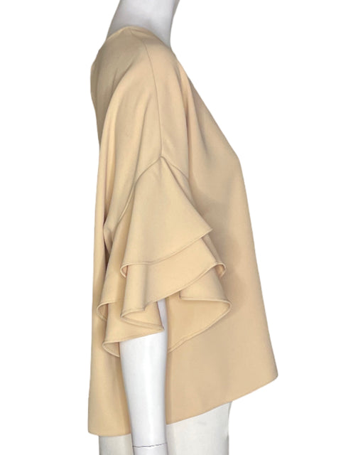 Blusa Zara Liso Ruchas Beige - Talla L