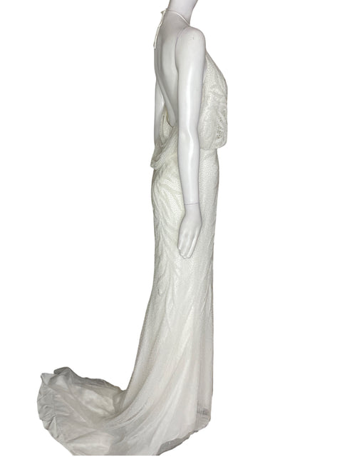 Vestido De Fiesta Rosa Clara Maxi Prederia Blanco - Talla S