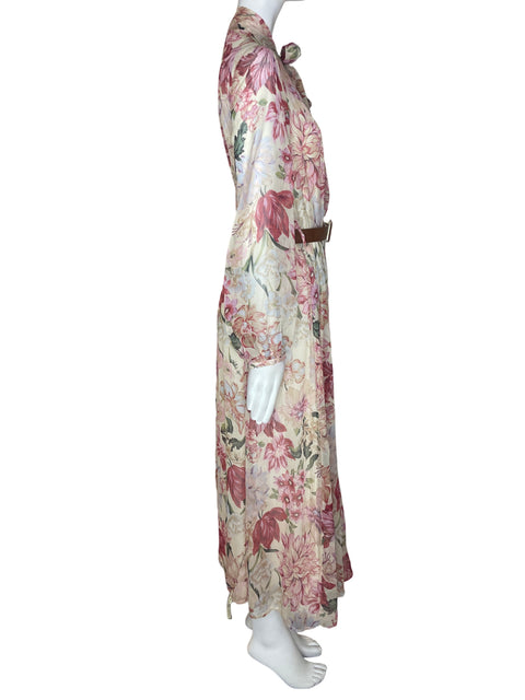 Vestido Zara Estampado Abullonado Rosado - Talla M
