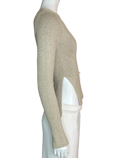 Blusa Astr The Label Liso Brillo Oneshoulder Beige - Talla XS