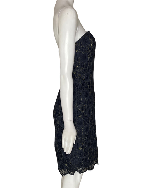 Vestido Aidan Mattox Strapless Mini Azul - Talla 0