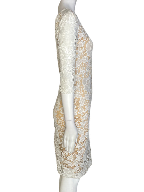 Vestido Tesoro Tps Tejido Ajustado Mini Blanco - Talla S