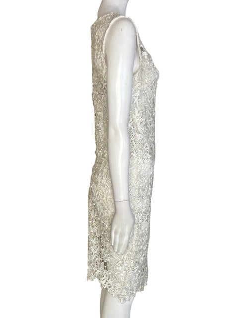 Vestido Fanny Fashion Tejido Troquelado Sin mangas Blanco - Talla S