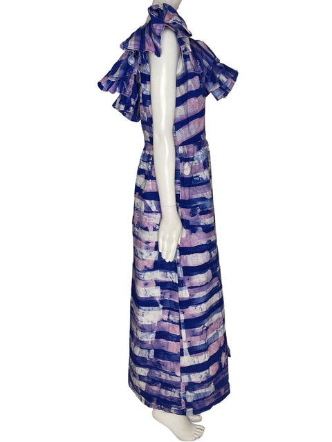 Vestido Sika Ruchas Estampado Oneshuolder Azul - Talla 6