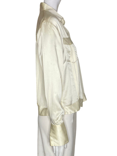 Blusa Panabrisa Seda Manga larga Beige - Talla 10