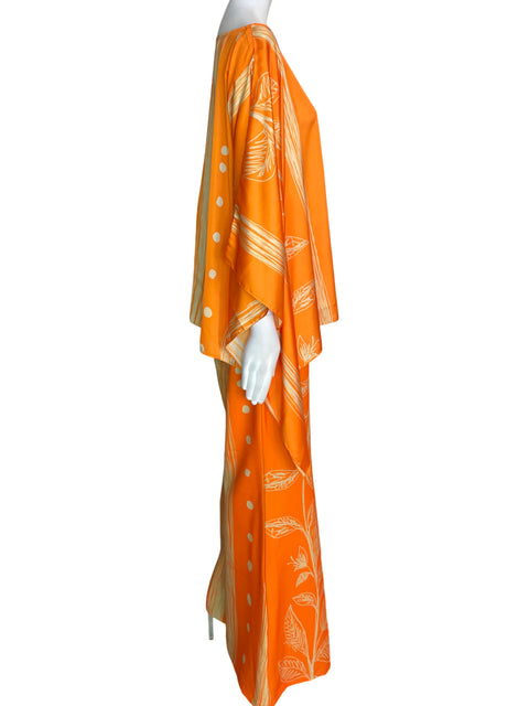 Conjunto Felipe De La Pava Estampado Asimétrico Pantalón/blusa Naranja - Talla U