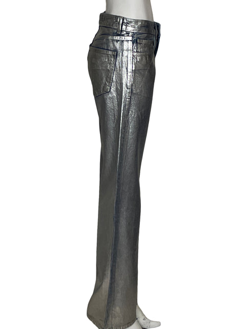 Jean Mango Metalizado Plateado - Talla 2