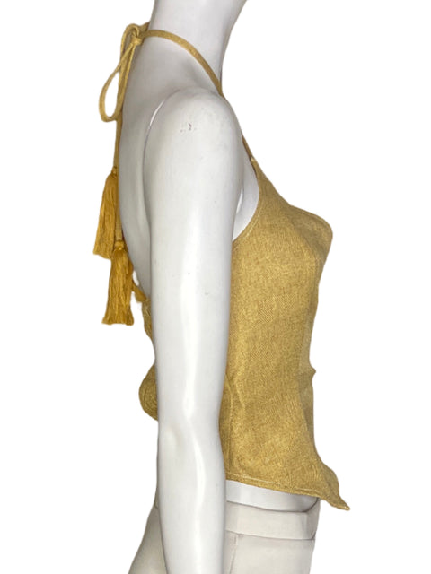 Top Moon River Crop Tiras Cruzado Beige - Talla S