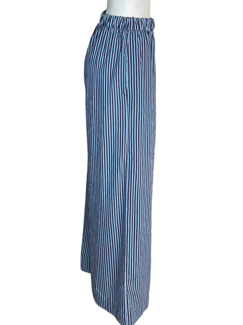 Pantalón Zara Rayas Recto Azul - Talla S