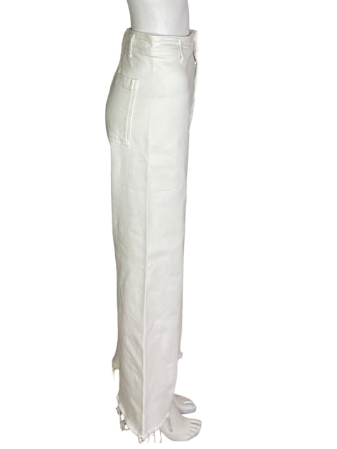 Pantalón Zara Boton Recto Blanco - Talla 40