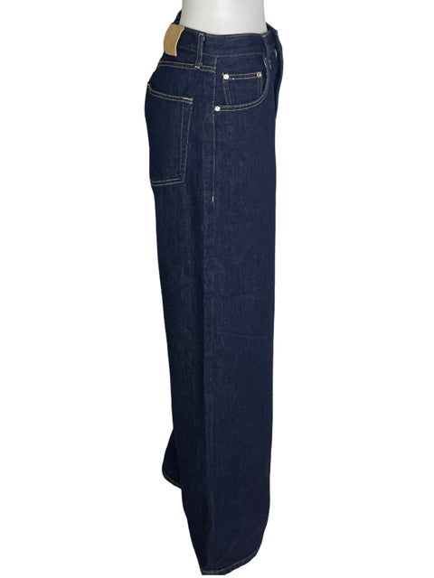 Pantalón Zara Recto Wide-leg Azul - Talla 38
