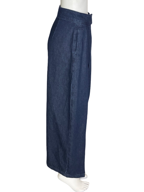 Pantalón Zara Plisado Wide-leg Azul - Talla 38