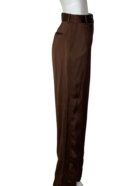 Pantalón Zara Bota Ancha Seda Marrón - Talla XS