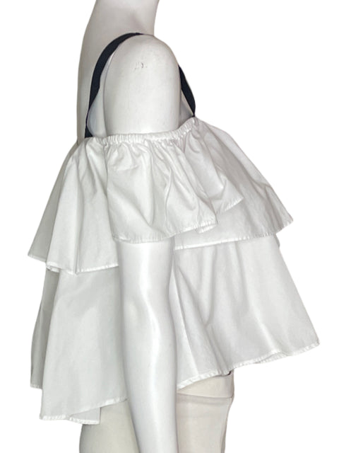 Blusa Zara Tiras Ruchas Blanco - Talla XS