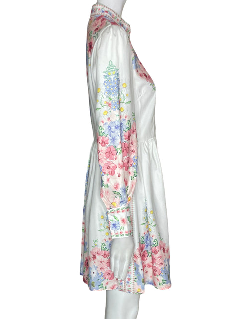 Vestido Eterna Cuello v Estampado Rosado - Talla XS